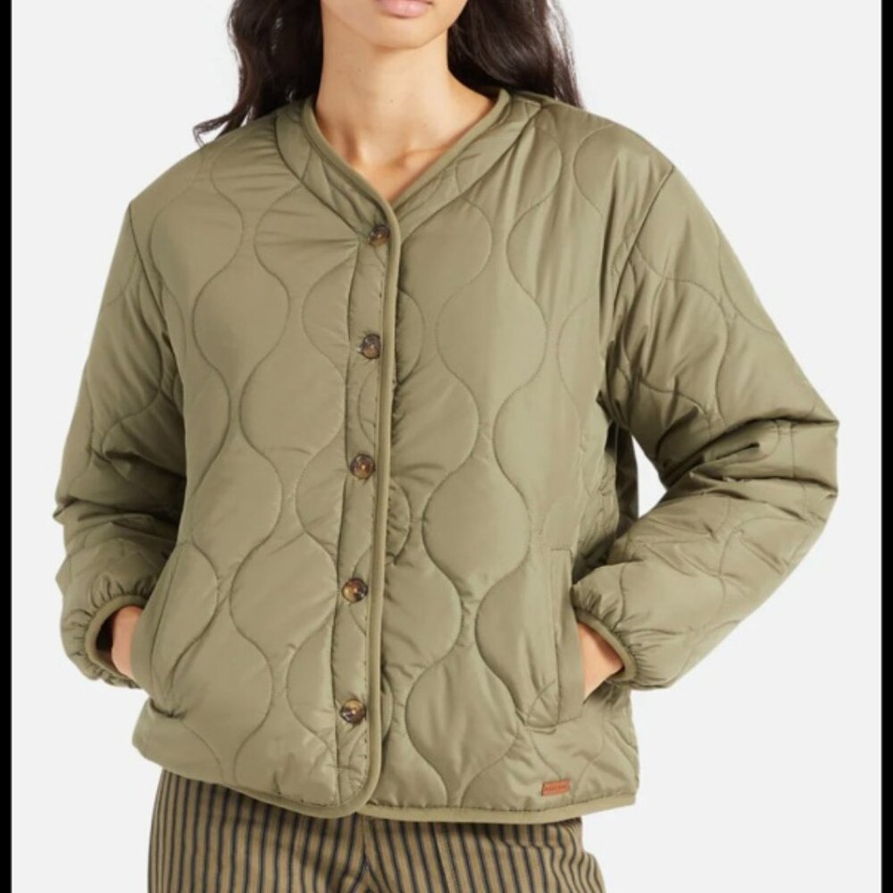 Brixton Sherpa Reversible‎ Insulated Jacket Cream Olive M Cozy Gorpcore Neutral - Picture 9 of 16